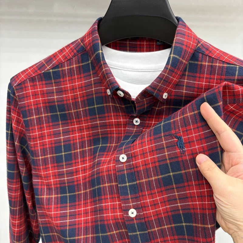 Luxury Brand Embroidery 100% Cotton Long Sleeved Shirt Men's New Shirt Men's Casual Loose Top Business Men — view 24