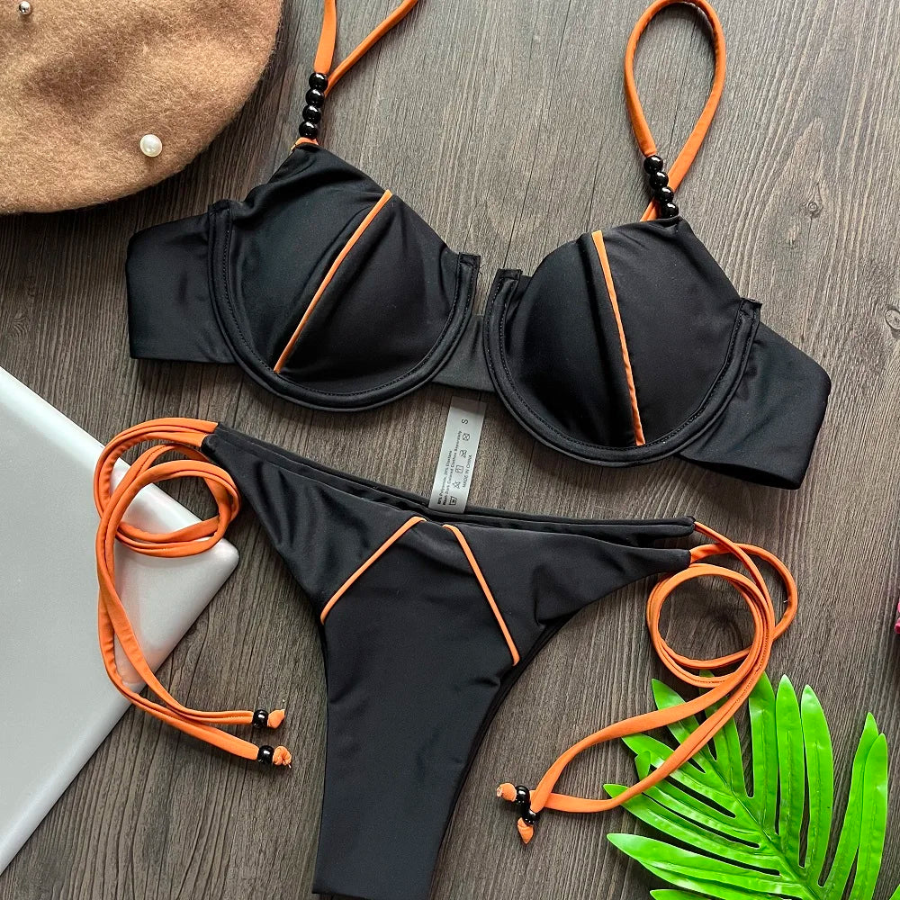 RUOTONGSEPT New Sexy Push up Bikini Set Swimsuit Women's low-waist Swimwear For Female Two Piece Beachwear 202 — view 6