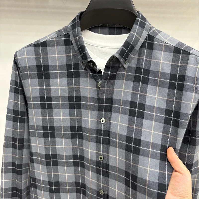 Luxury Brand Embroidery 100% Cotton Long Sleeved Shirt Men's New Shirt Men's Casual Loose Top Business Men — view 21
