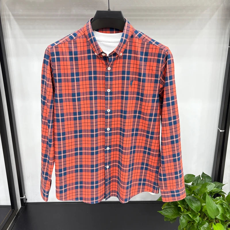 Luxury Brand Embroidery 100% Cotton Long Sleeved Shirt Men's New Shirt Men's Casual Loose Top Business Men — view 11
