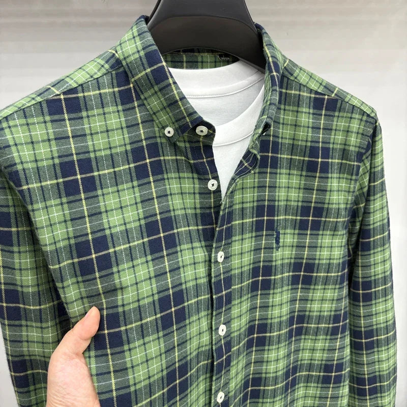 Luxury Brand Embroidery 100% Cotton Long Sleeved Shirt Men's New Shirt Men's Casual Loose Top Business Men — view 28