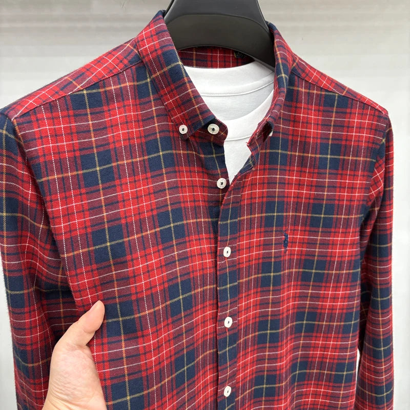 Luxury Brand Embroidery 100% Cotton Long Sleeved Shirt Men's New Shirt Men's Casual Loose Top Business Men — view 23