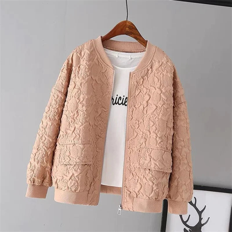 Solid Color Ladies Short Baseball Jacket 2026 New Korean Spring Casual White Jacket Top Female Cardigan Zipper — view 2