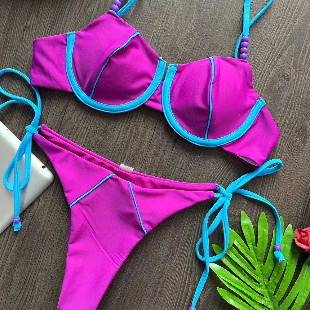 RUOTONGSEPT New Sexy Push up Bikini Set Swimsuit Women's low-waist Swimwear For Female Two Piece Beachwear 202 — view 14