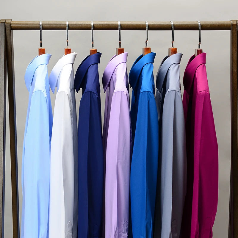 Bamboo Fiber Anti-Wrinkle Mens Shirts Long Sleeve Dress Shirts For Slim Fit Camisa Social Business Blouse Whit — view 5