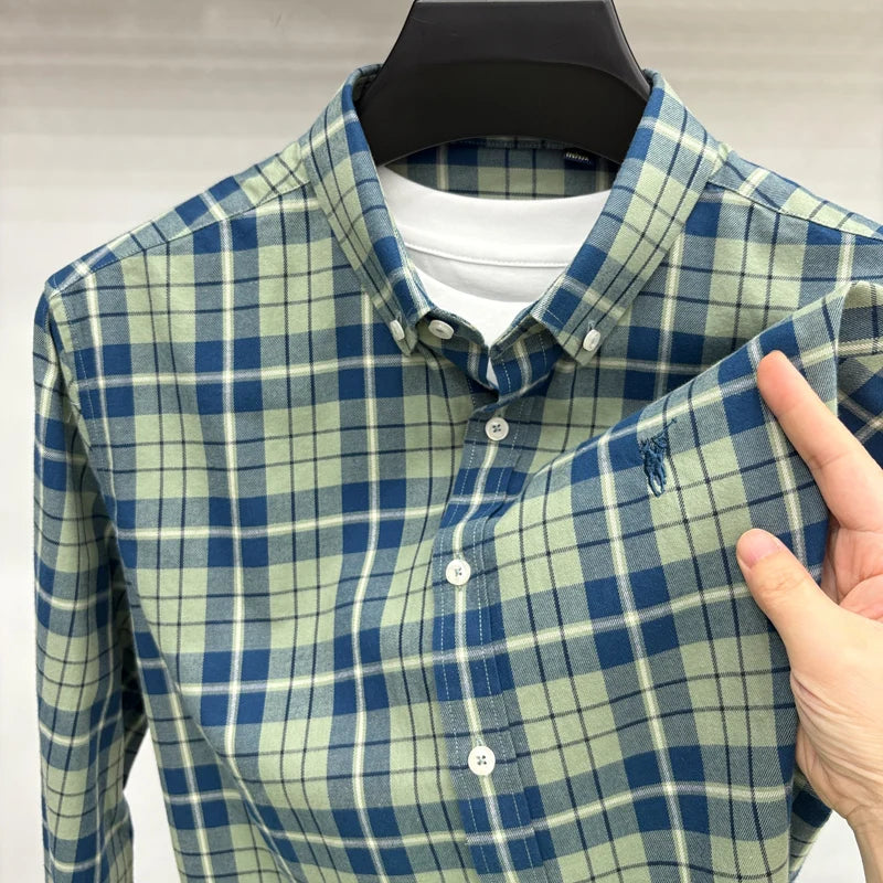 Luxury Brand Embroidery 100% Cotton Long Sleeved Shirt Men's New Shirt Men's Casual Loose Top Business Men — view 16