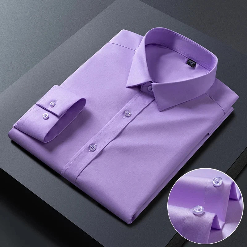 Bamboo Fiber Anti-Wrinkle Mens Shirts Long Sleeve Dress Shirts For Slim Fit Camisa Social Business Blouse Whit — view 20