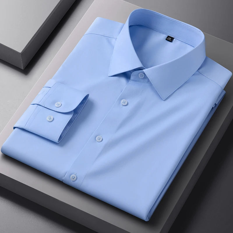 Bamboo Fiber Anti-Wrinkle Mens Shirts Long Sleeve Dress Shirts For Slim Fit Camisa Social Business Blouse Whit — view 23