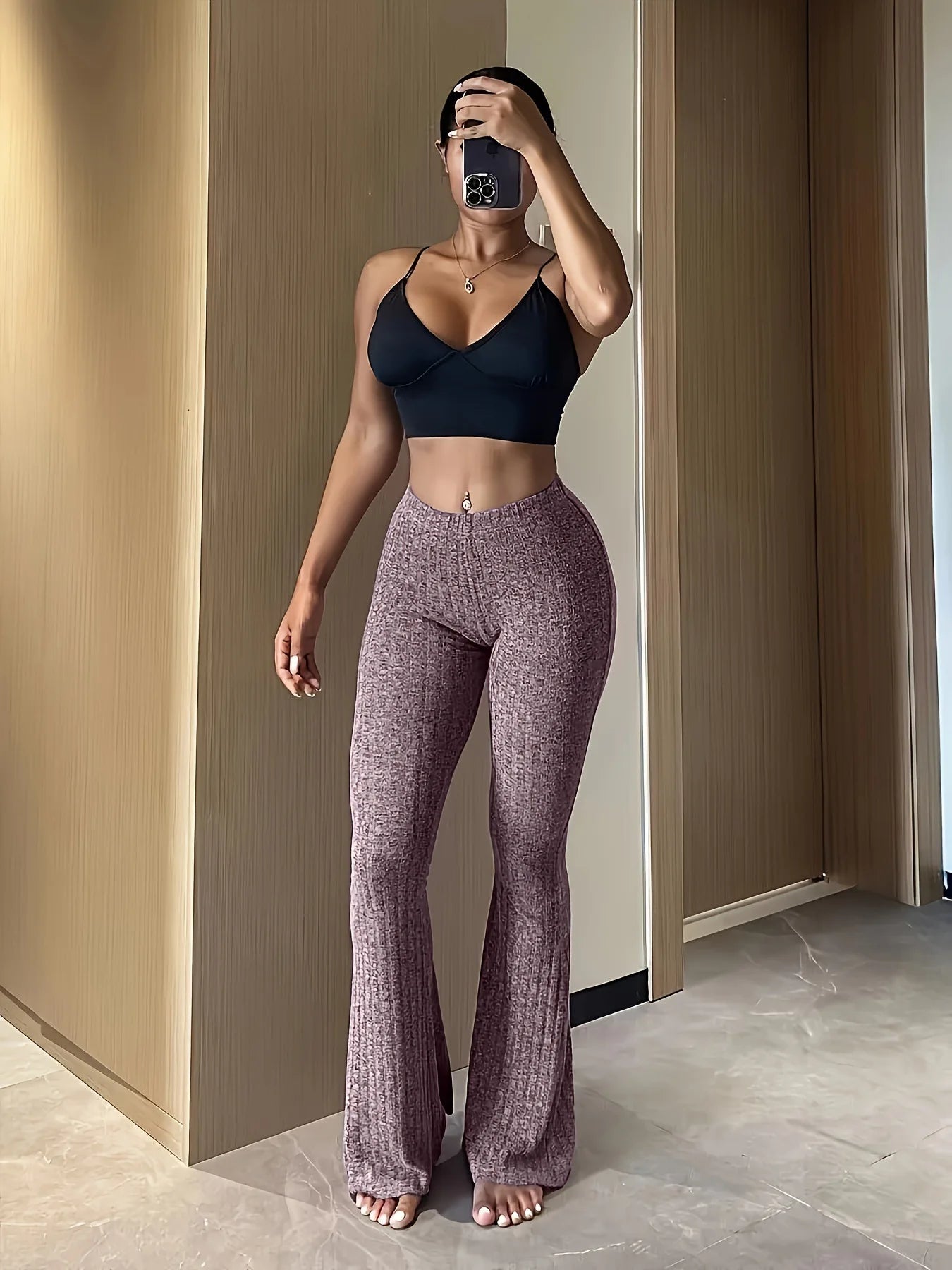 Women's High Waist Bell Bottom Capris