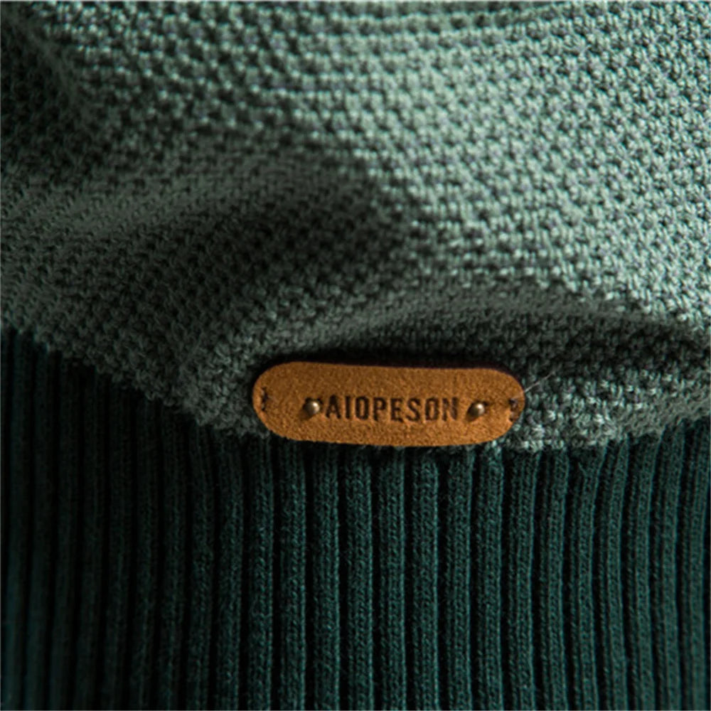 AIOPESON Spliced Cotton Sweater Men Casual O-neck High Quality Pullover Knitted Sweaters Male New Winter Brand — view 5
