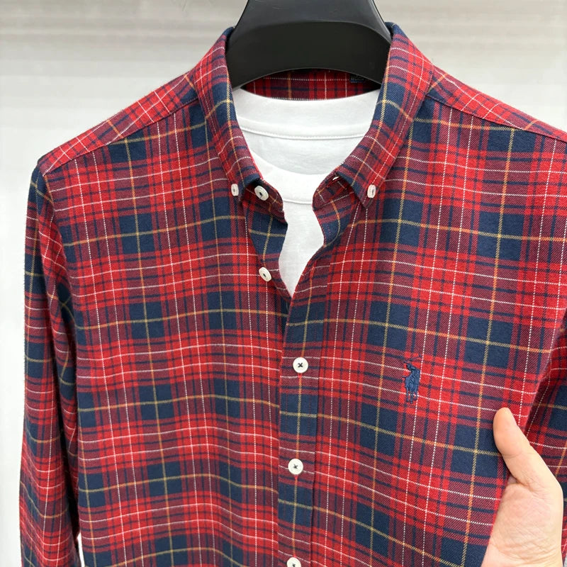 Luxury Brand Embroidery 100% Cotton Long Sleeved Shirt Men's New Shirt Men's Casual Loose Top Business Men — view 3