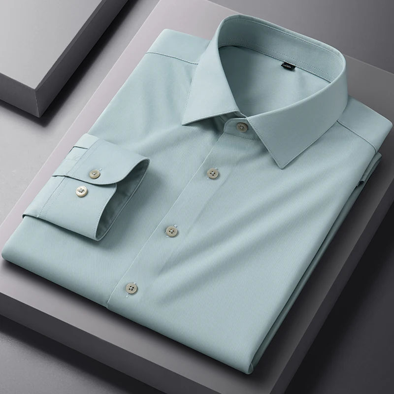 Bamboo Fiber Anti-Wrinkle Mens Shirts Long Sleeve Dress Shirts For Slim Fit Camisa Social Business Blouse Whit — view 14