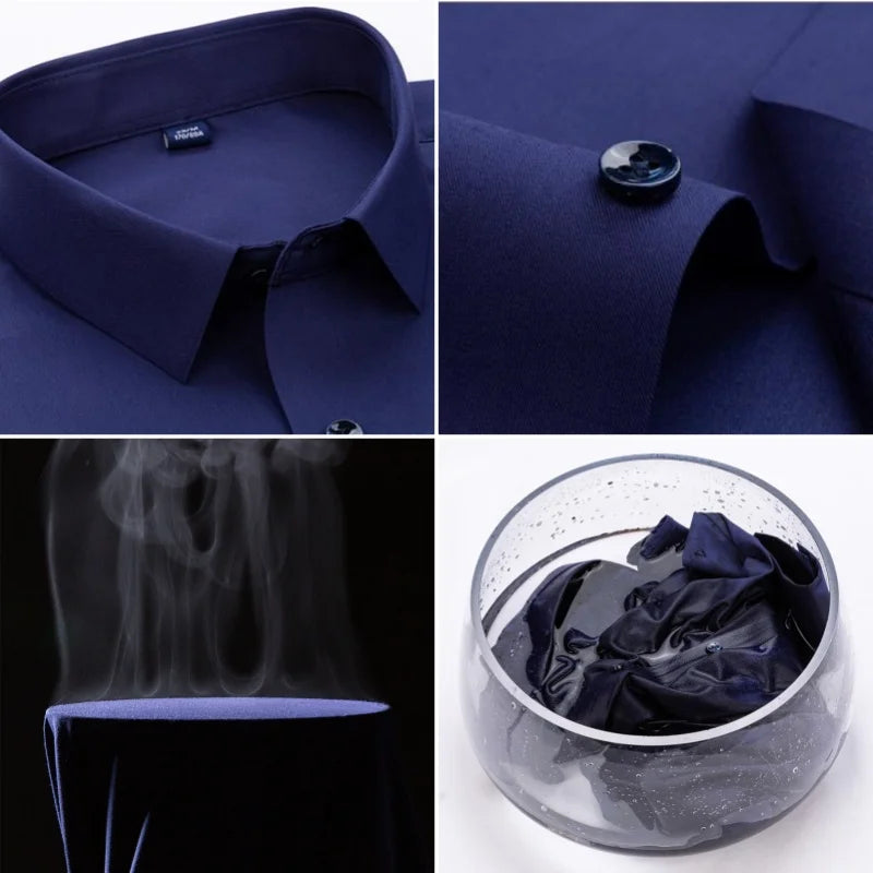 Bamboo Fiber Anti-Wrinkle Mens Shirts Long Sleeve Dress Shirts For Slim Fit Camisa Social Business Blouse Whit — view 2