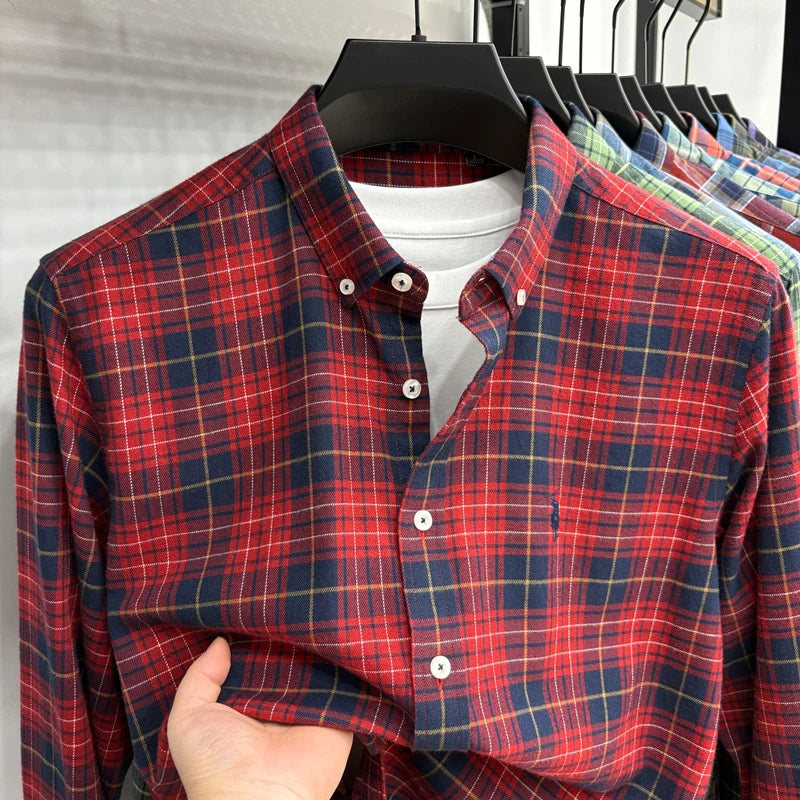 Luxury Brand Embroidery 100% Cotton Long Sleeved Shirt Men's New Shirt Men's Casual Loose Top Business Men — view 11