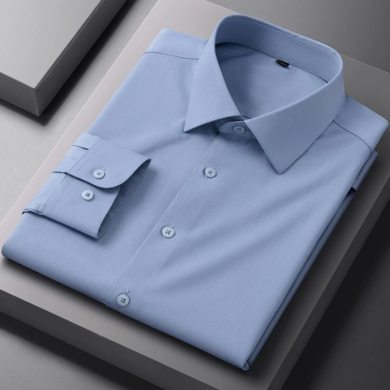 Bamboo Fiber Anti-Wrinkle Mens Shirts Long Sleeve Dress Shirts For Slim Fit Camisa Social Business Blouse Whit — view 13