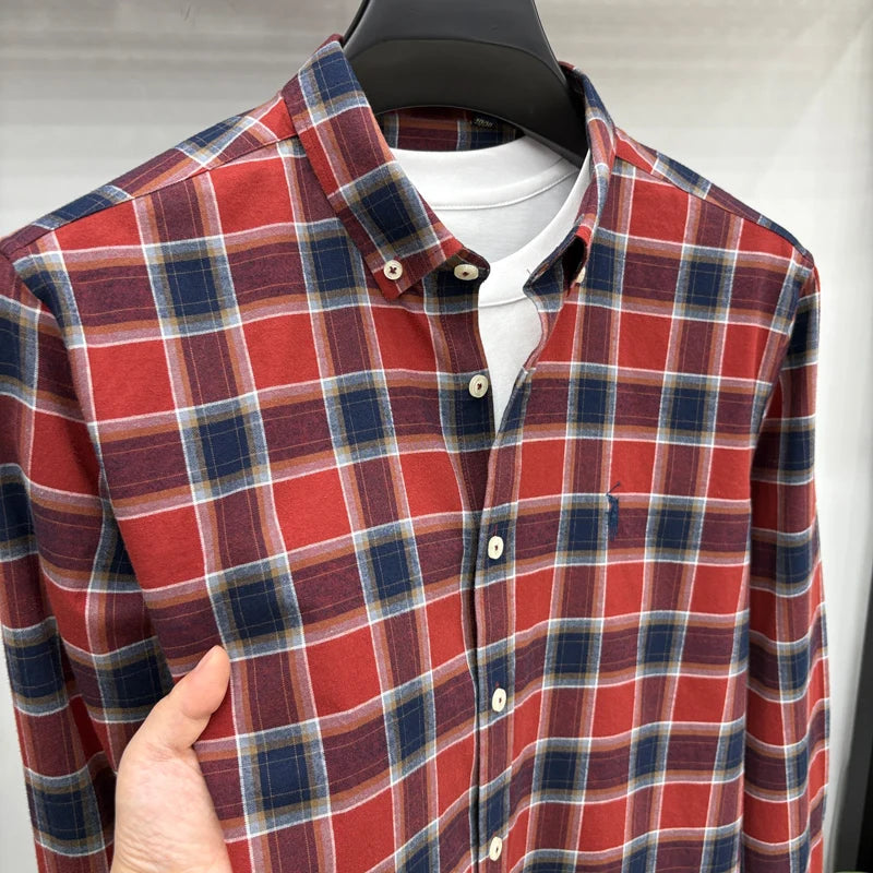 Luxury Brand Embroidery 100% Cotton Long Sleeved Shirt Men's New Shirt Men's Casual Loose Top Business Men — view 22