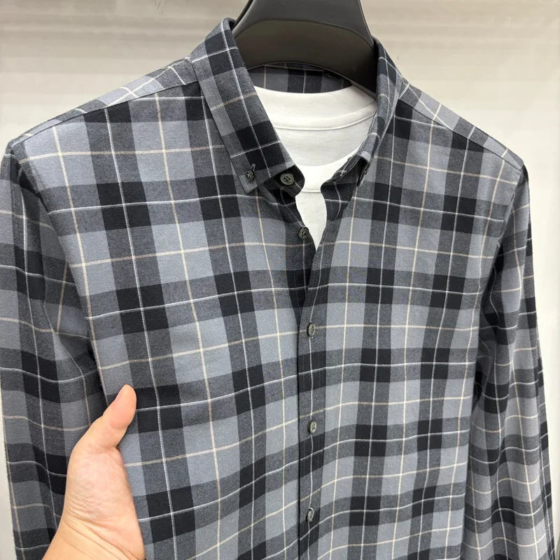 Luxury Brand Embroidery 100% Cotton Long Sleeved Shirt Men's New Shirt Men's Casual Loose Top Business Men — view 20