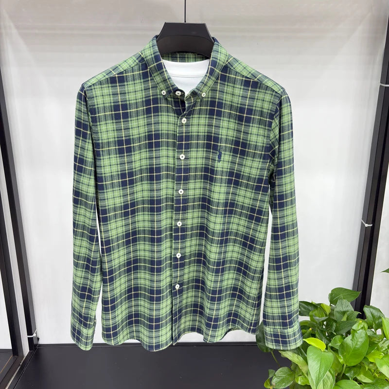 Luxury Brand Embroidery 100% Cotton Long Sleeved Shirt Men's New Shirt Men's Casual Loose Top Business Men — view 32