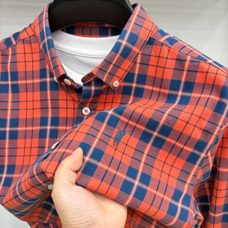 Luxury Brand Embroidery 100% Cotton Long Sleeved Shirt Men's New Shirt Men's Casual Loose Top Business Men — view 13